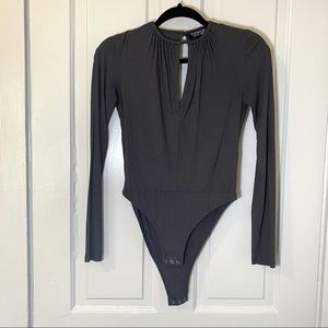 Topshop Ribbed Long Sleeve Bodysuit